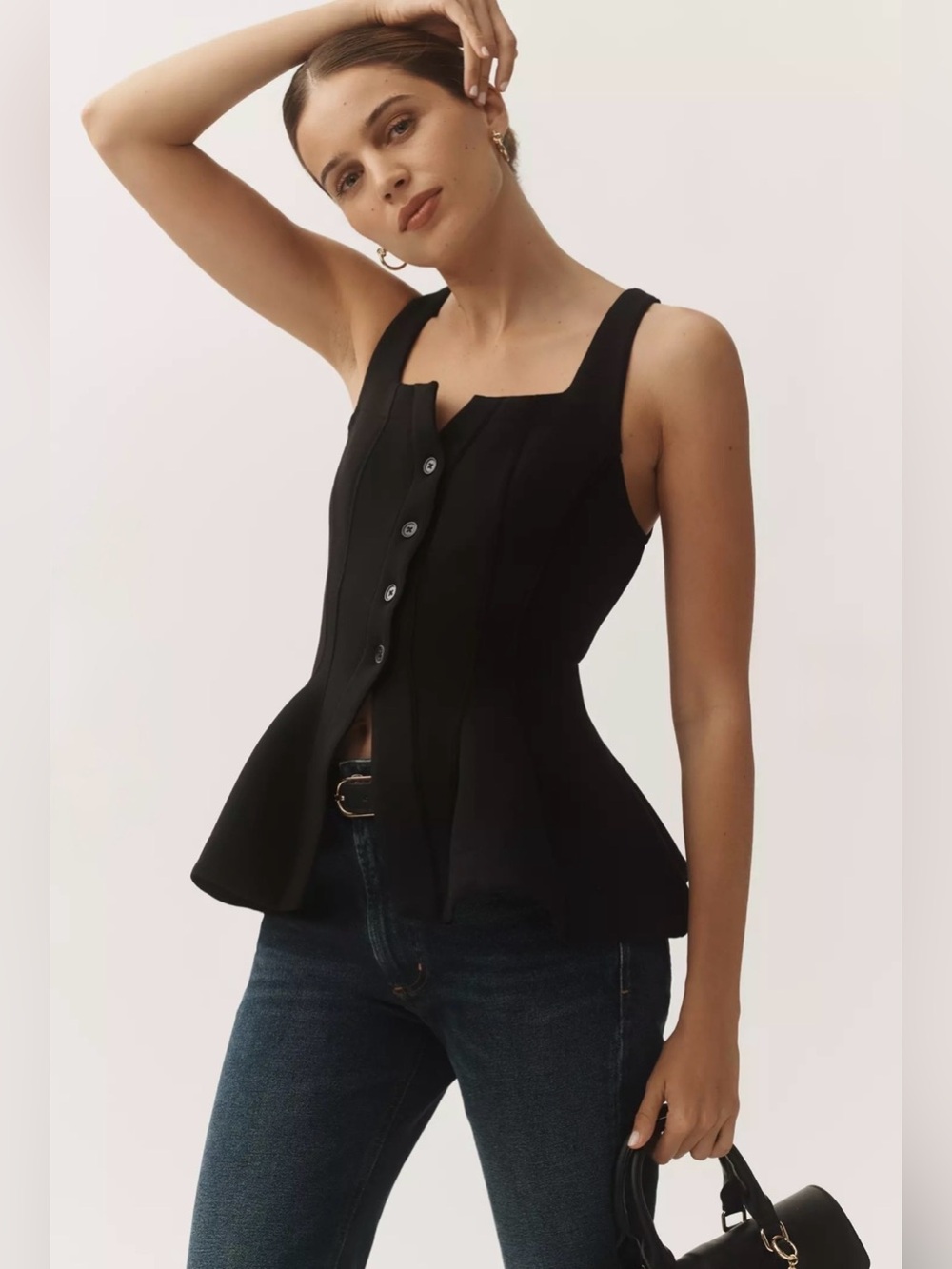 Anthropologie Seamed Scuba Corset Tank Top Size S